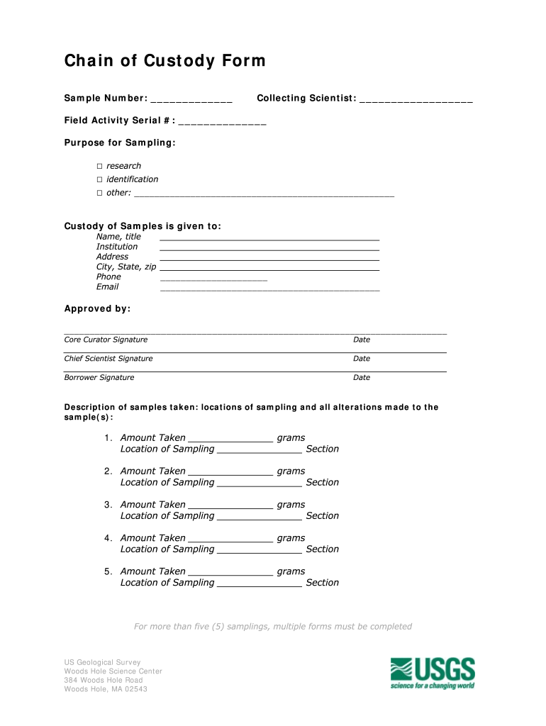 Printable Chain Of Custody Form