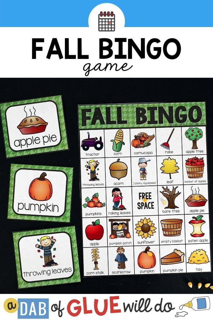 Fall Bingo A Dab Of Glue Will Do