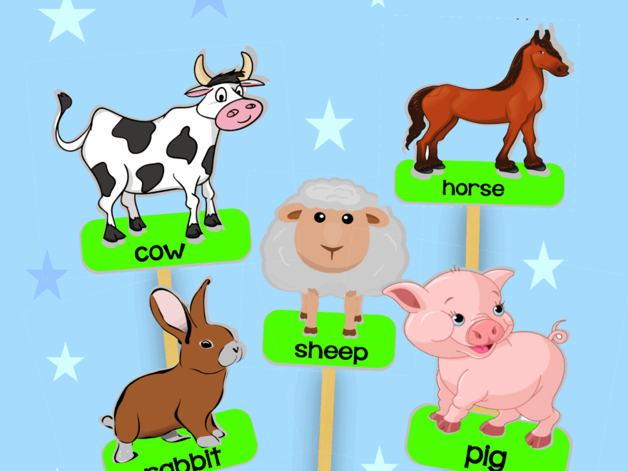 Farm Animal Stick Puppets Worksheet For Online Schooling
