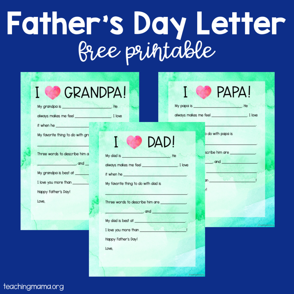 Father s Day Letter Free Printable Teaching Mama