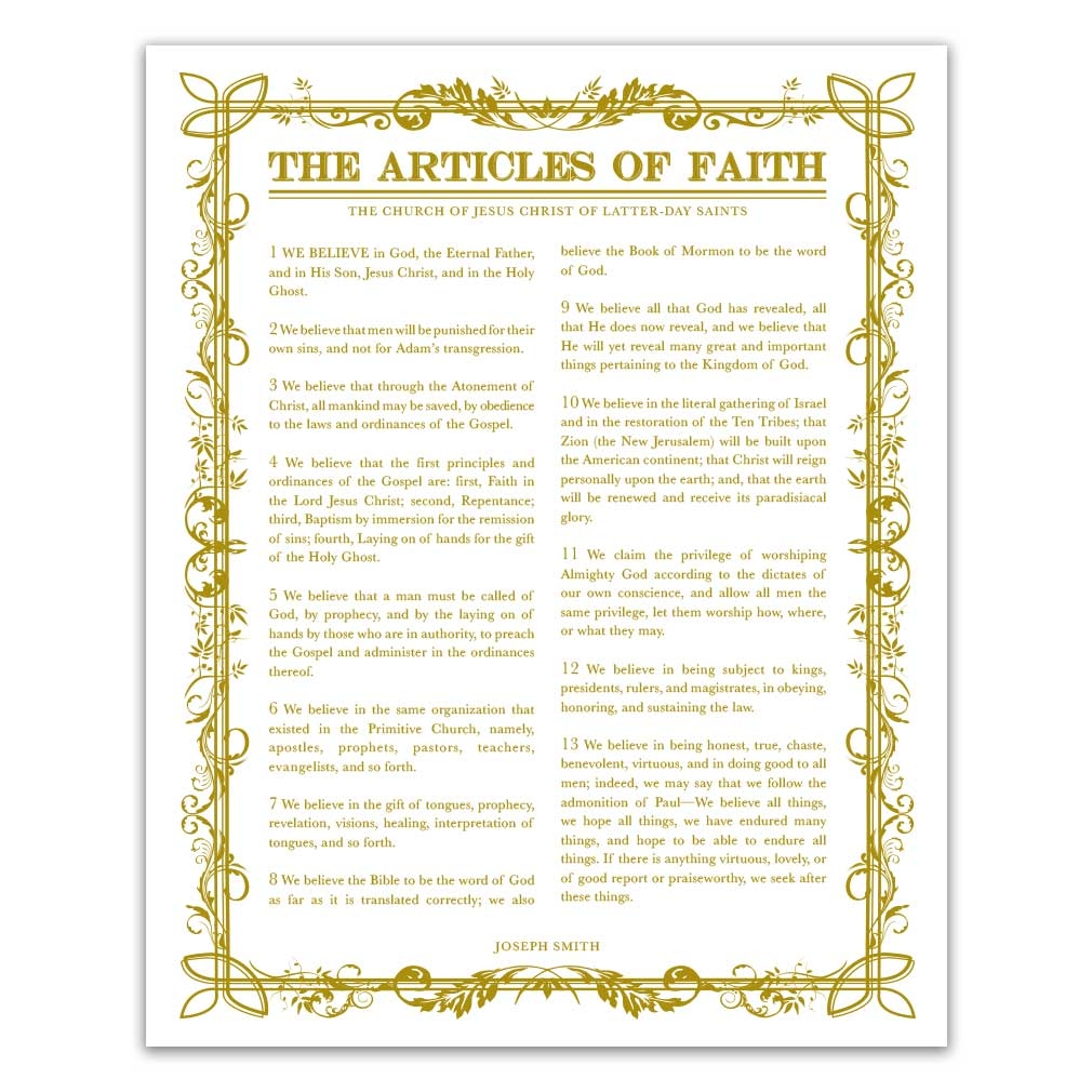 Filled Leaf Articles Of Faith In LDS Posters On LDSBookstore