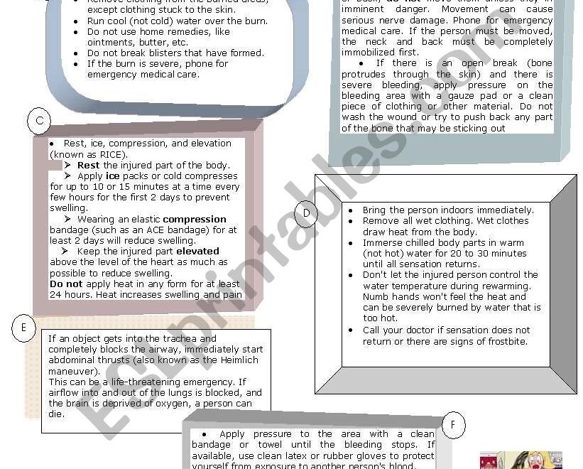 FIRST AID ESL Worksheet By Isabel L