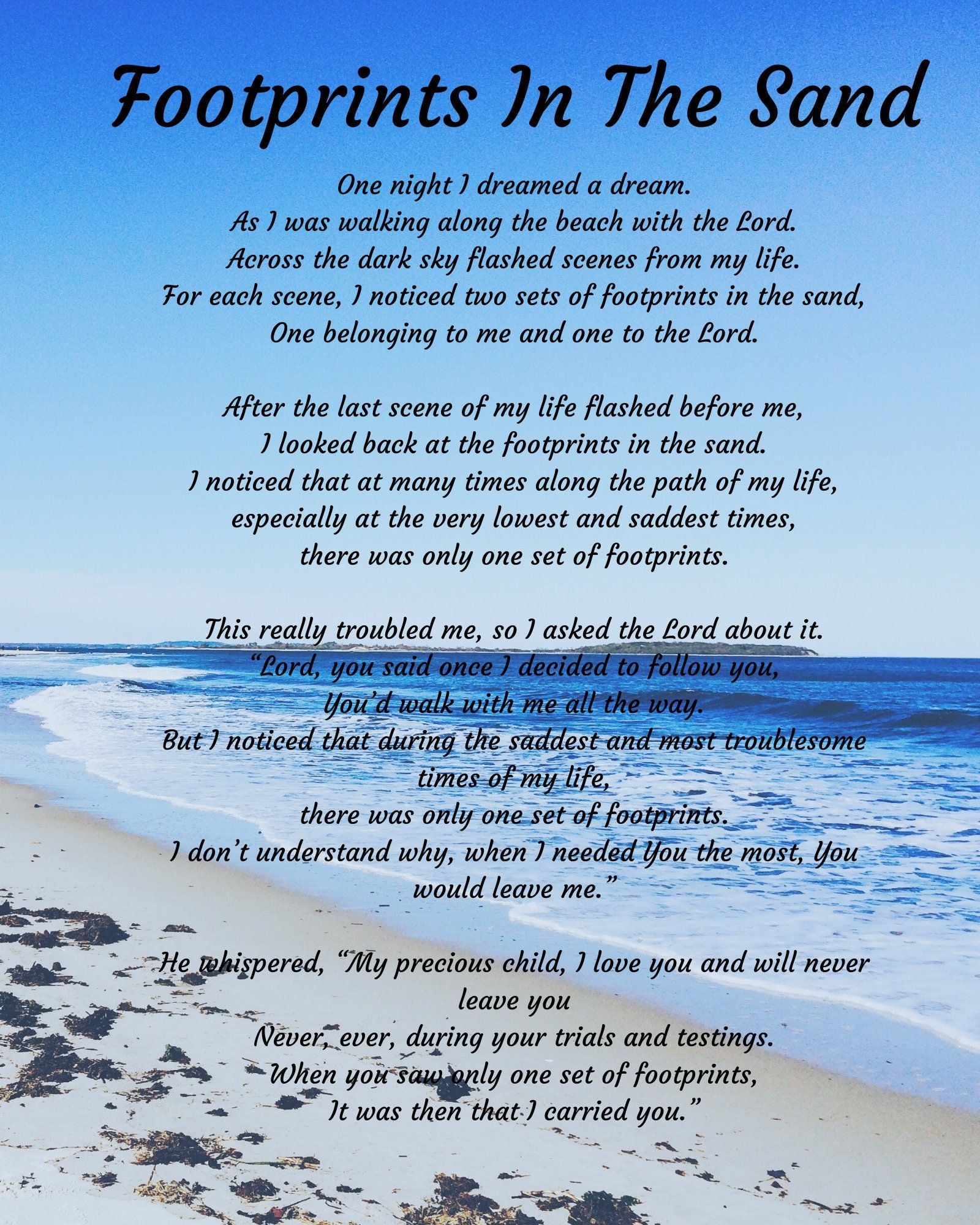 Footprints In The Sand Poem Printable Shop On Pinterest