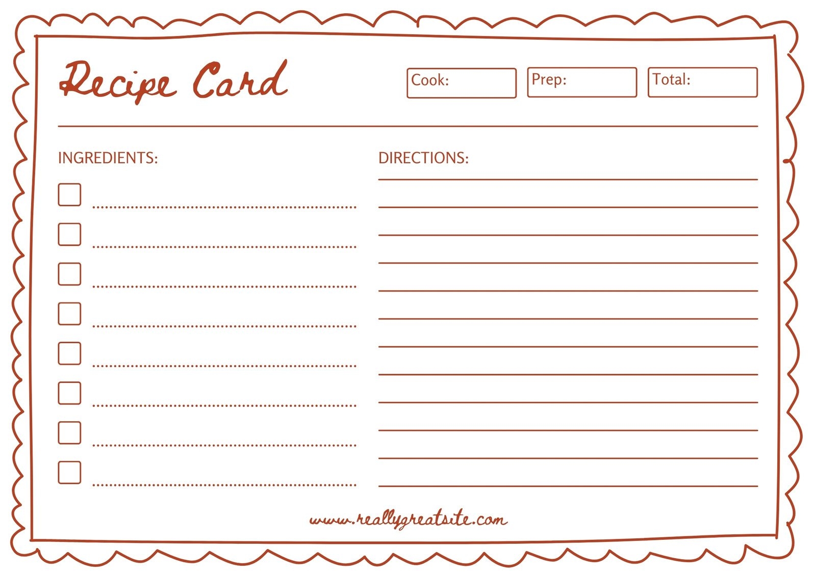 Free Printable 8X10 Recipe Cards