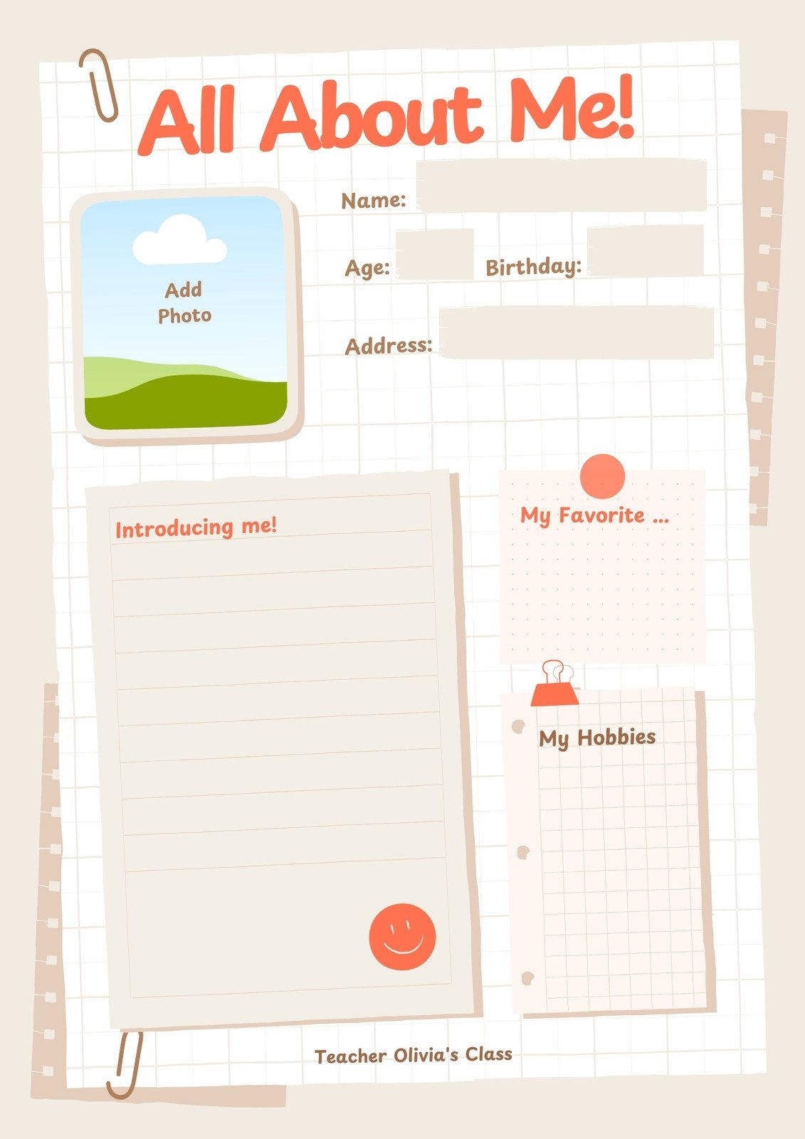 Free And Printable All About Me Worksheet Templates Canva