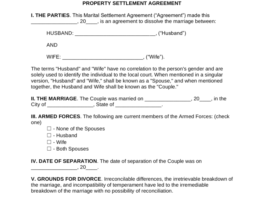 Free Arkansas Marital Settlement Divorce Agreement PDF Word EForms