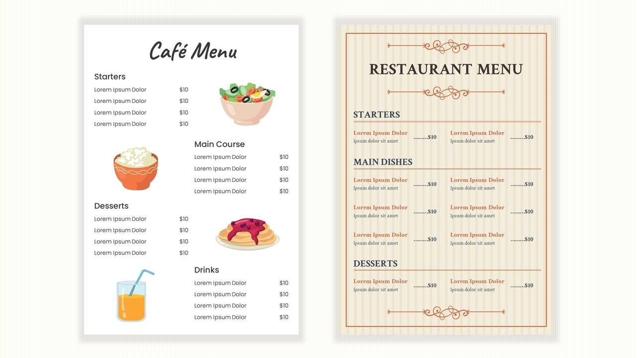 Free Printable Blank Restaurant Menu Templates