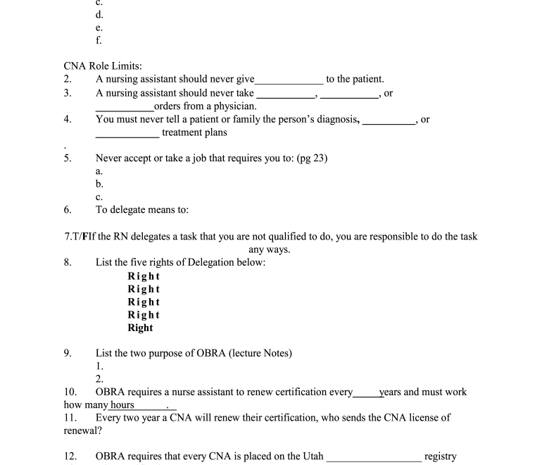 Free Cna Practice Test With Answers Pdf Fill Out Sign Online DocHub