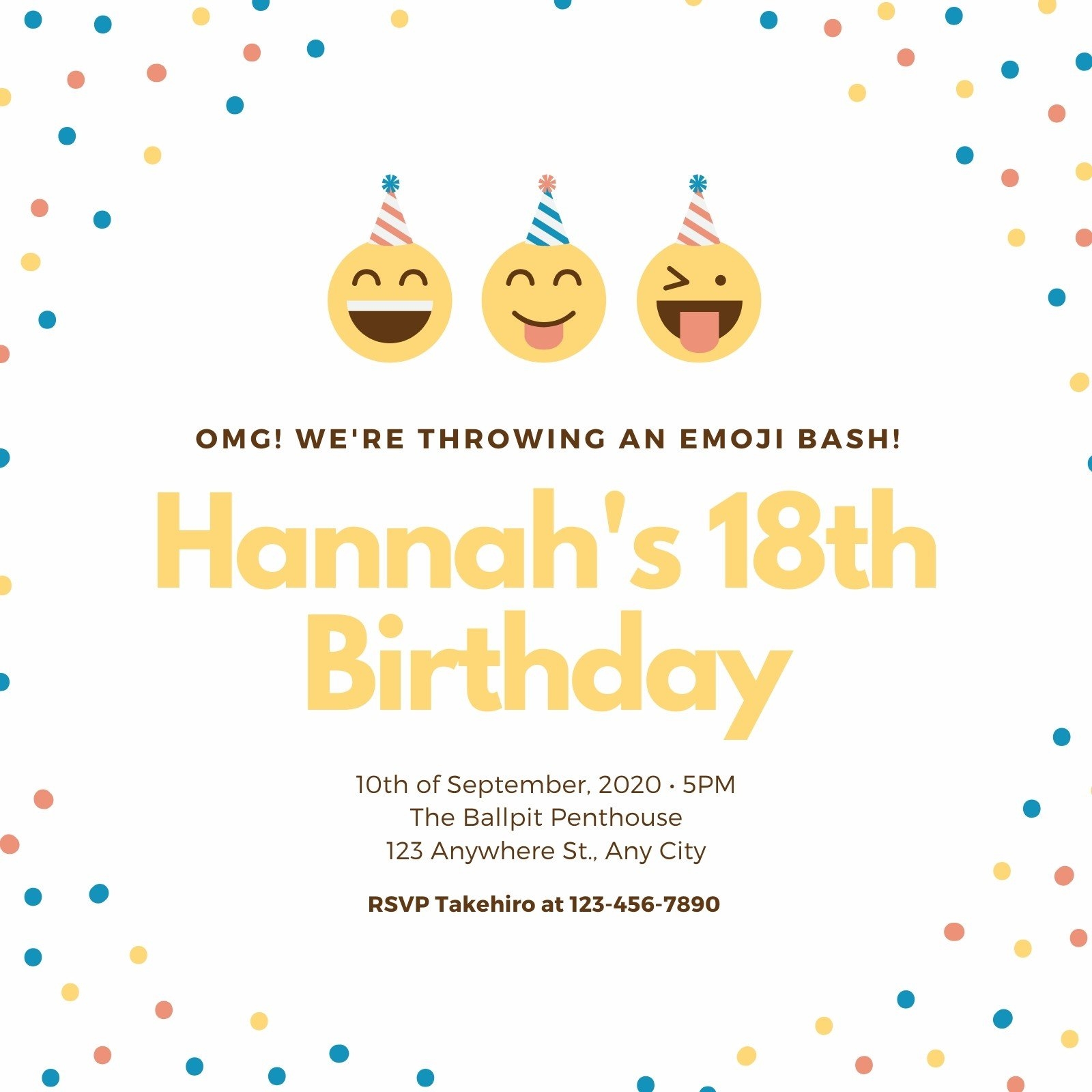 Free Custom Printable Emoji Party Invitation Templates Canva