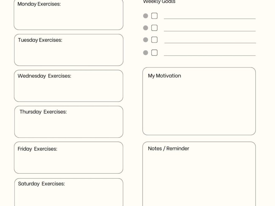 Free Custom Printable Workout Planner Templates Online Canva