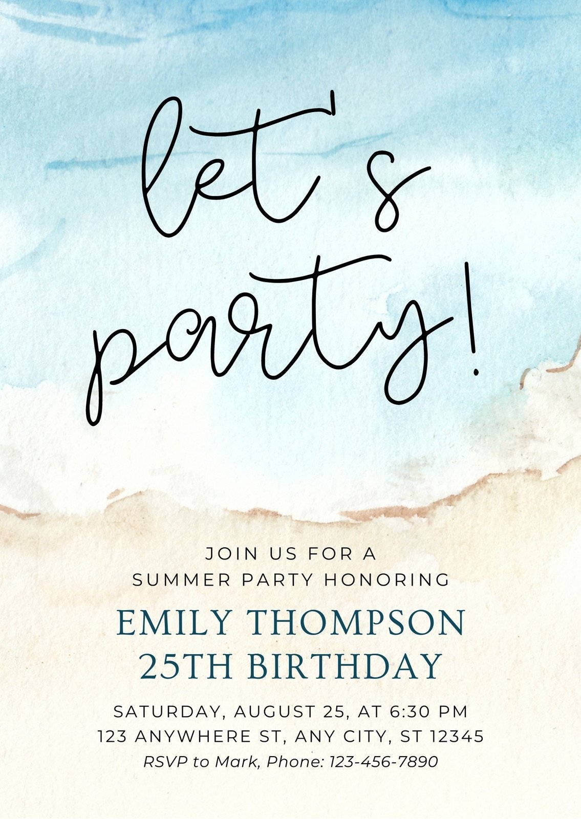Free Customizable Beach Birthday Invitation Templates Canva