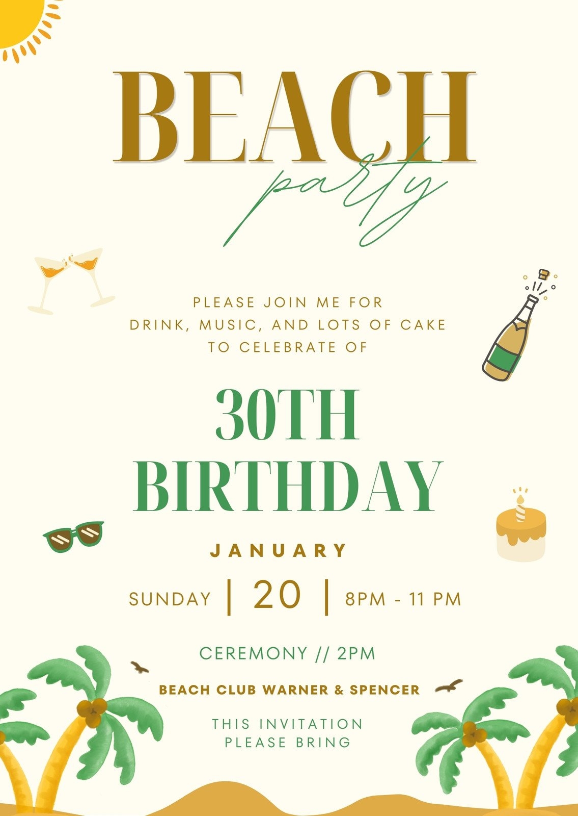 Free Customizable Beach Birthday Invitation Templates Canva