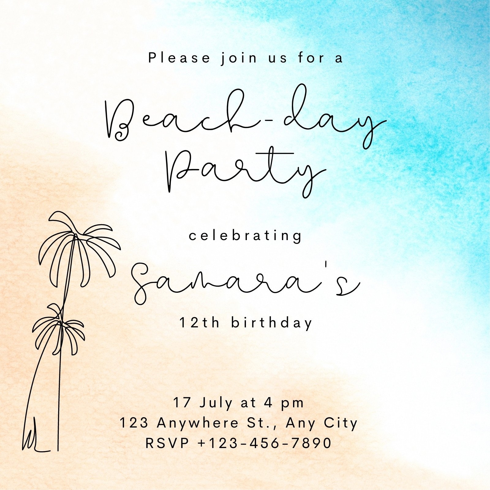 Free Customizable Beach Birthday Invitation Templates Canva