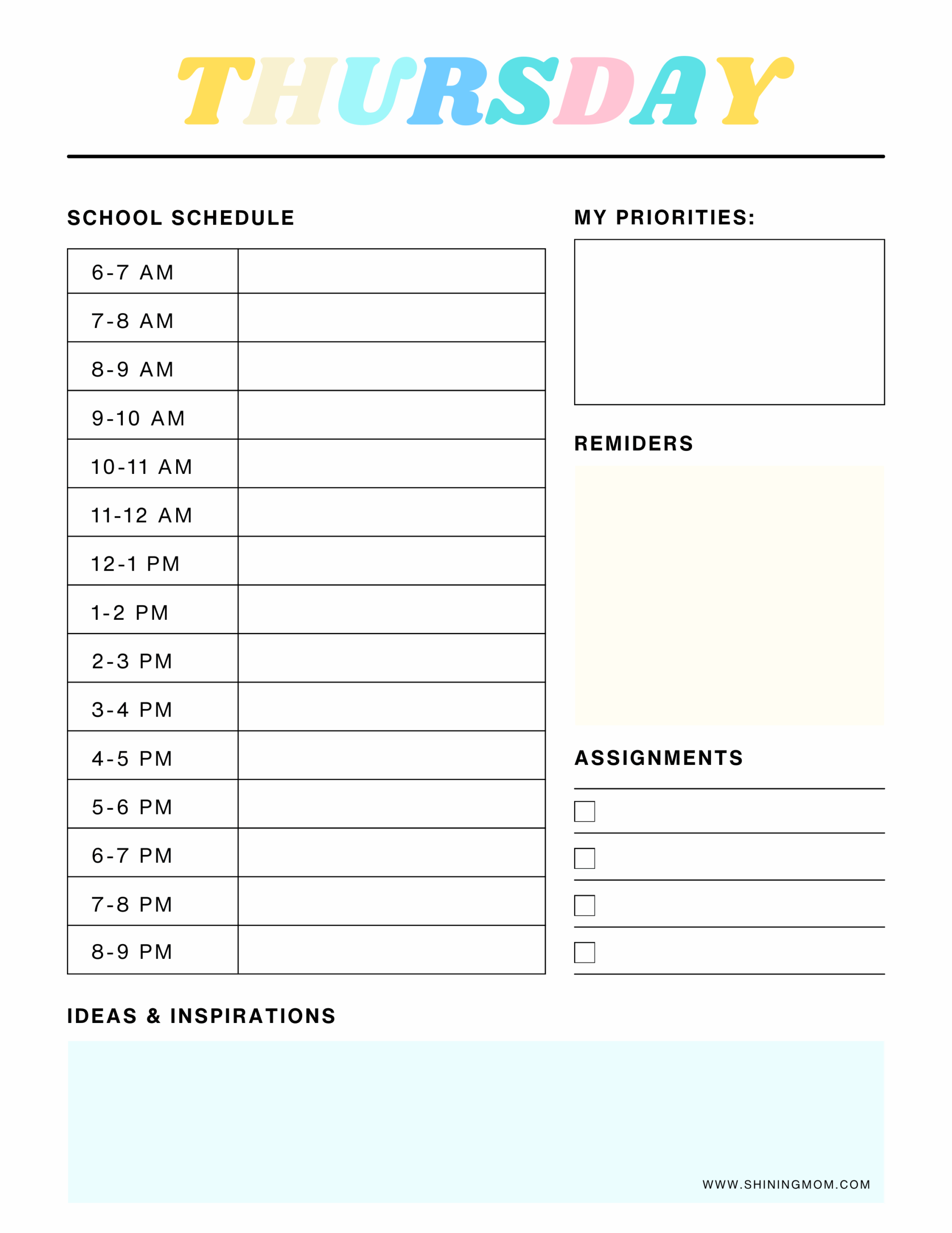 Free Daily School Planner In PDF For Every Student 