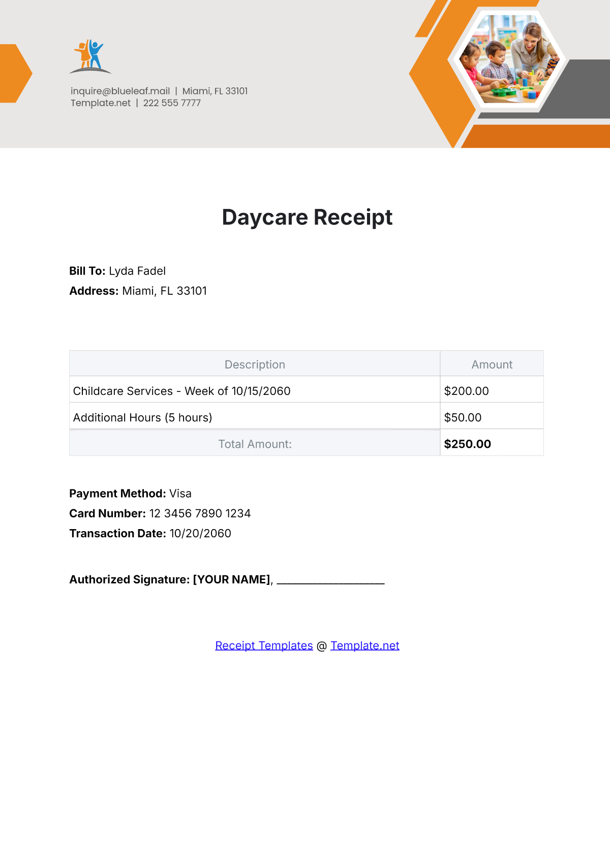 Free Daycare Receipt Templates Editable And Printable