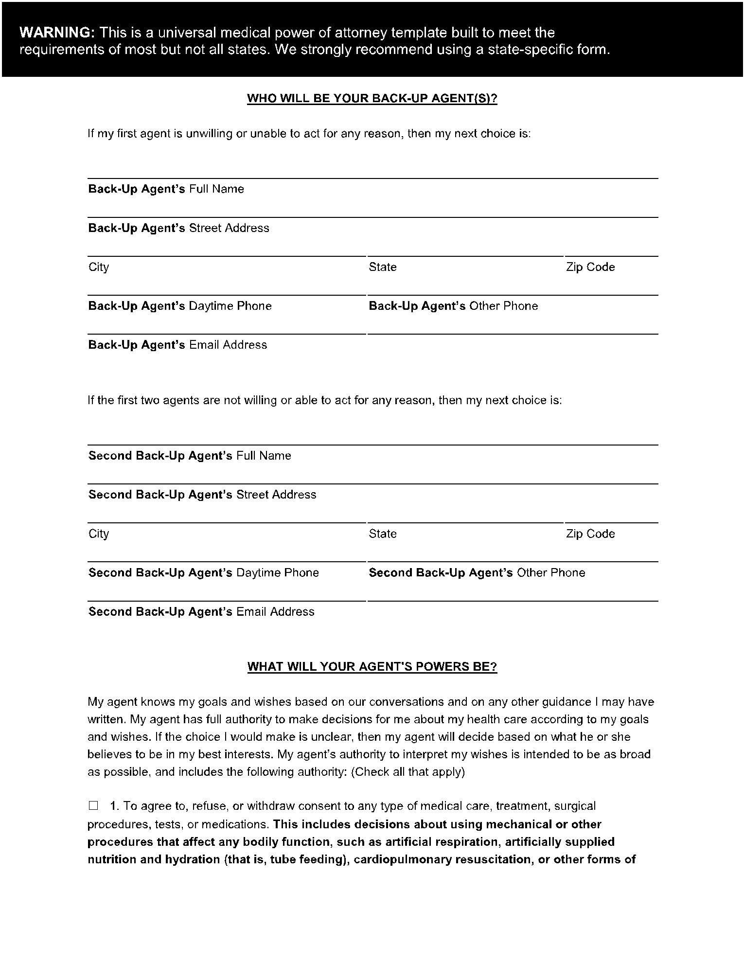 Free Printable Medical Power Of Attorney