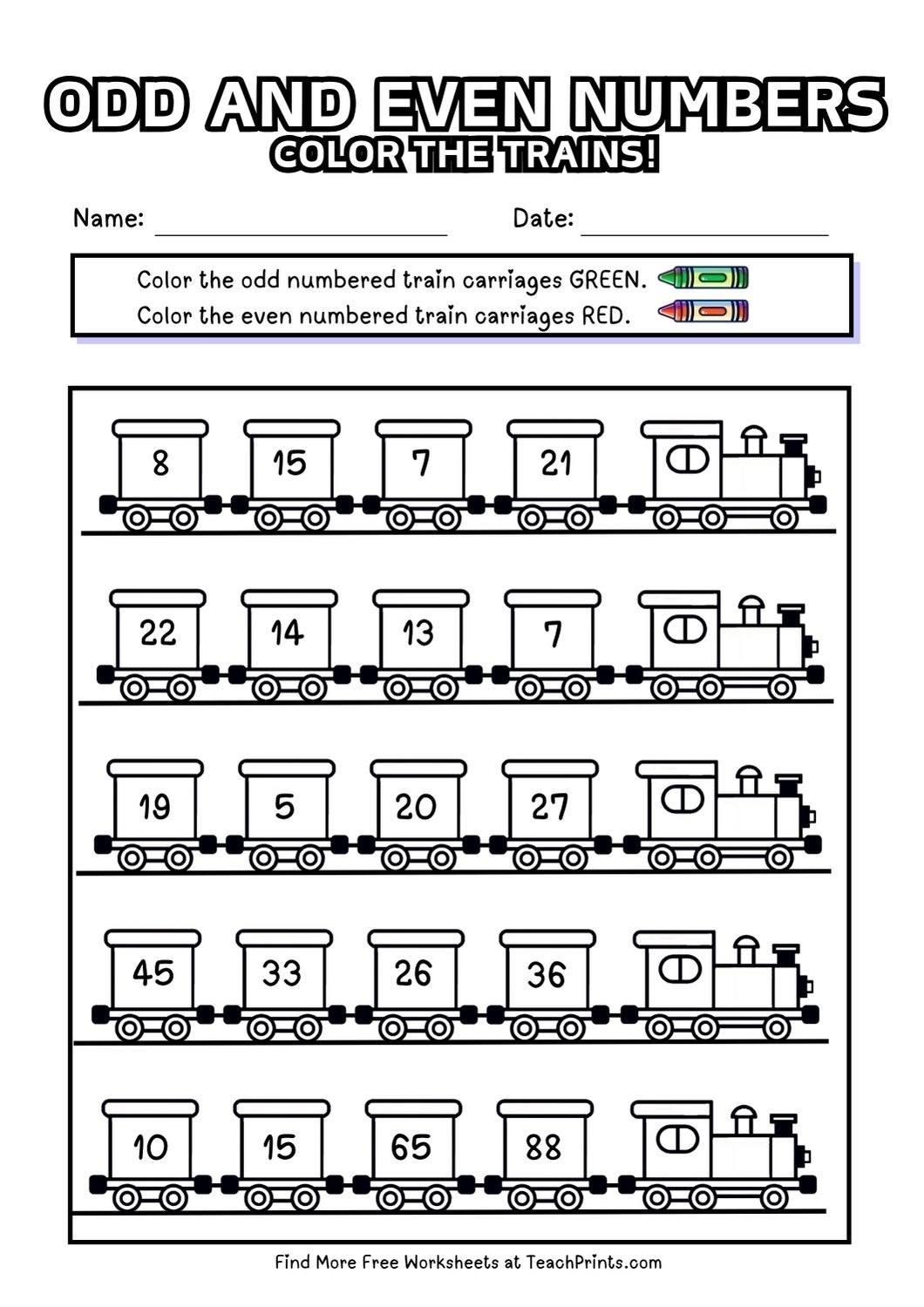 Printable Worksheets Odd And Even Numbers For Kids