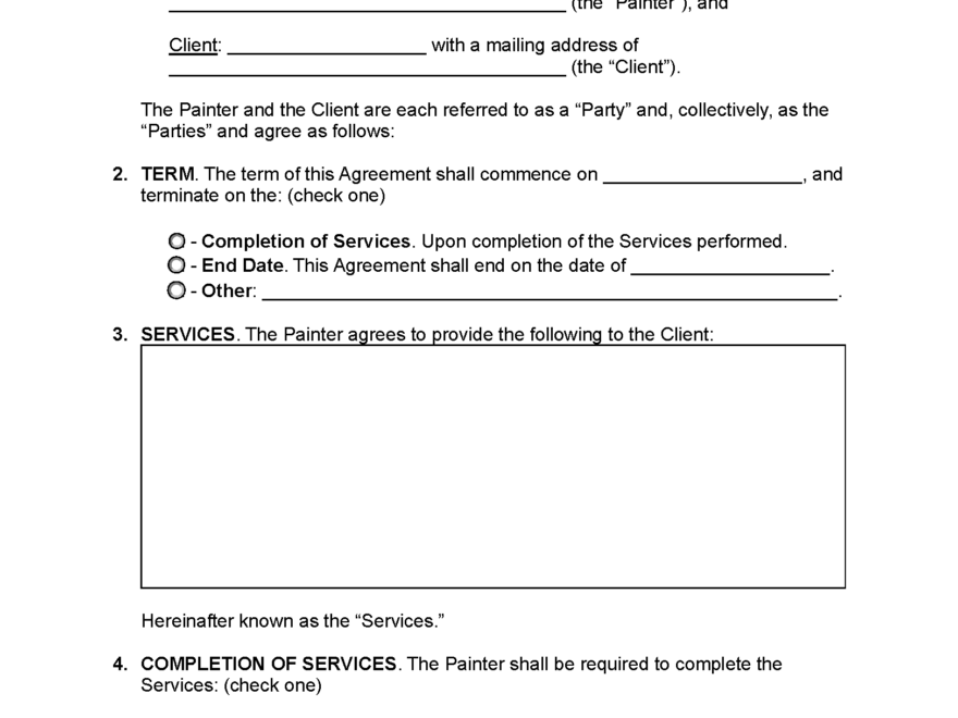 Free Painting Contract Template PDF Word