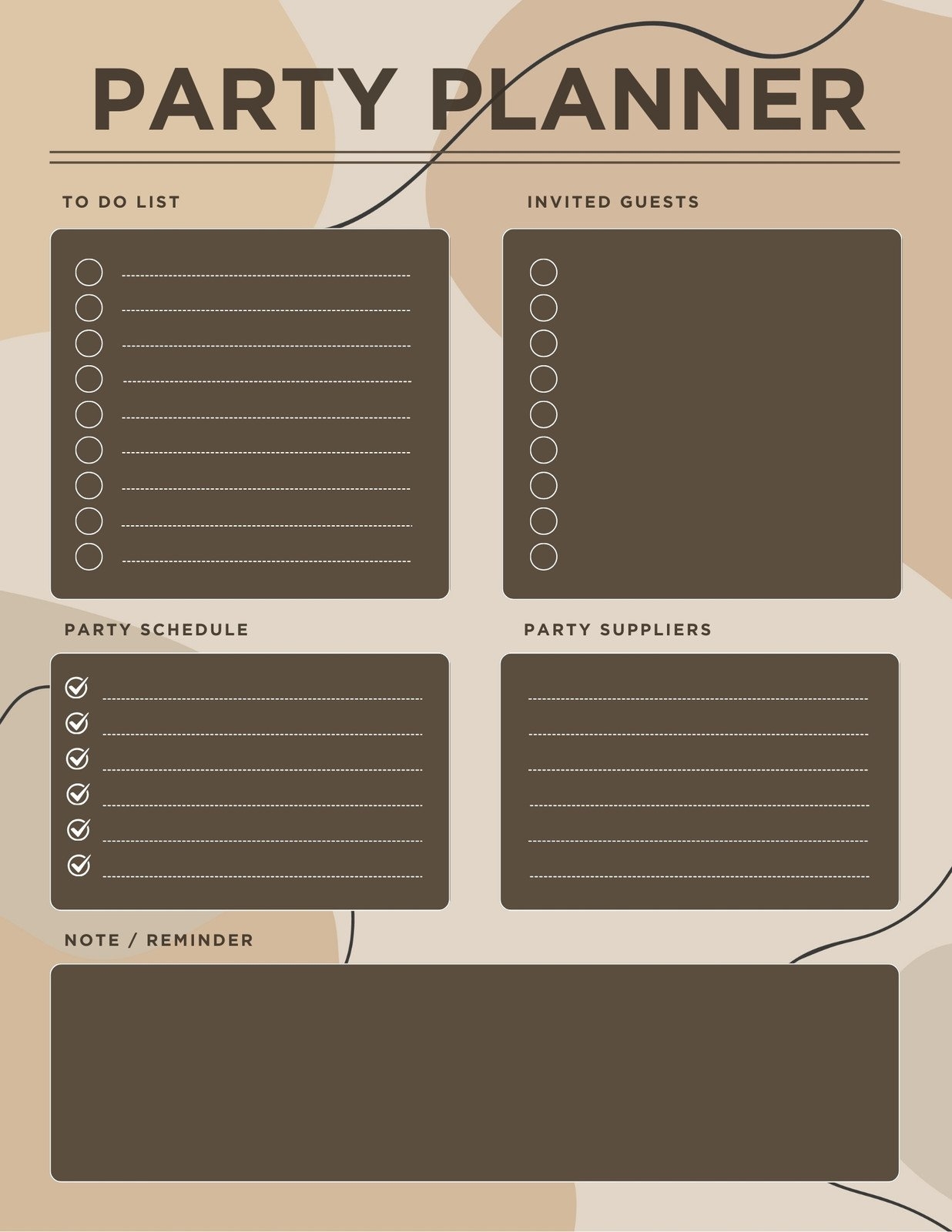 Free Printable Party Planning Worksheet