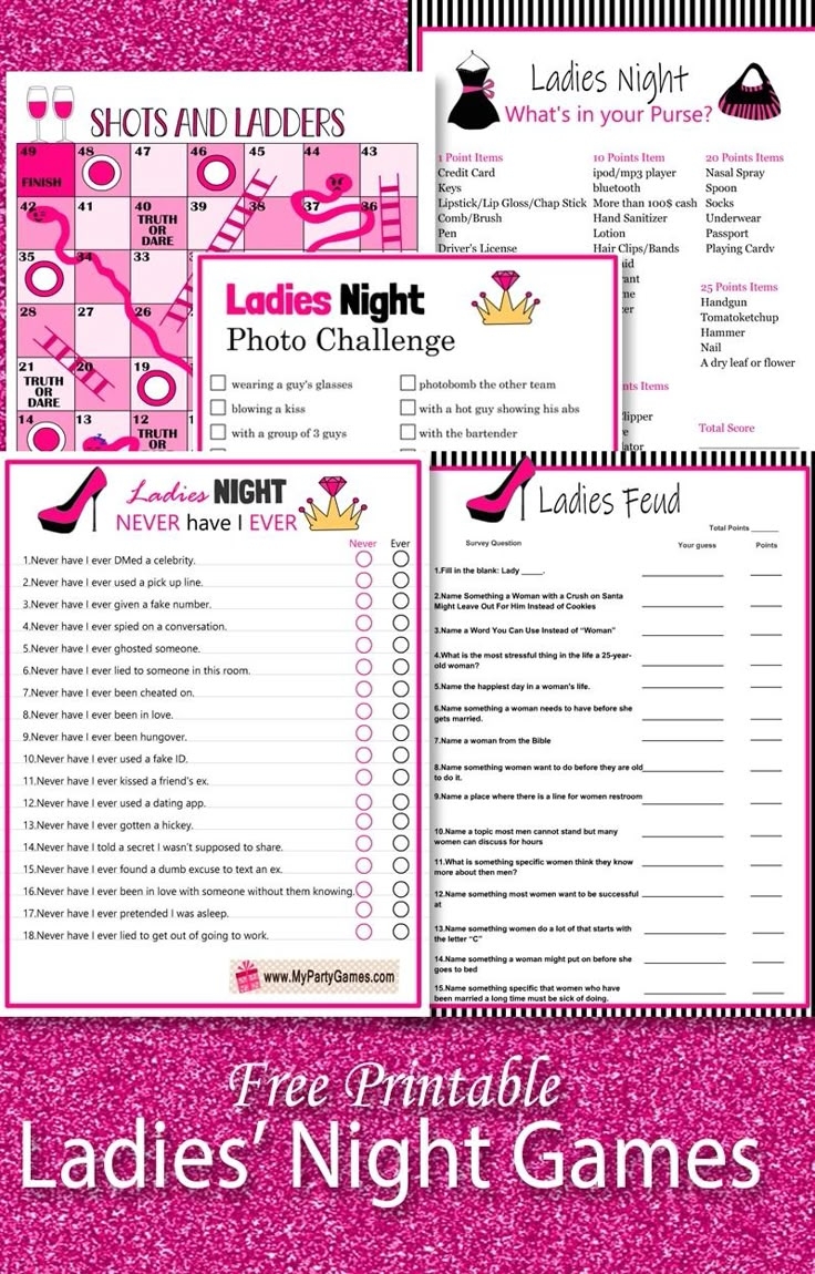 Free Printable 5 Second Ladies Night Game My Party Games