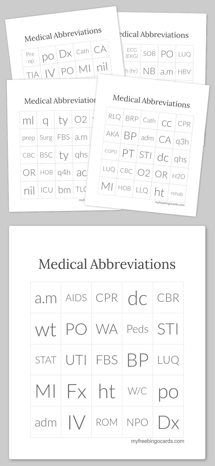 Free Medical Terminology Games Printable