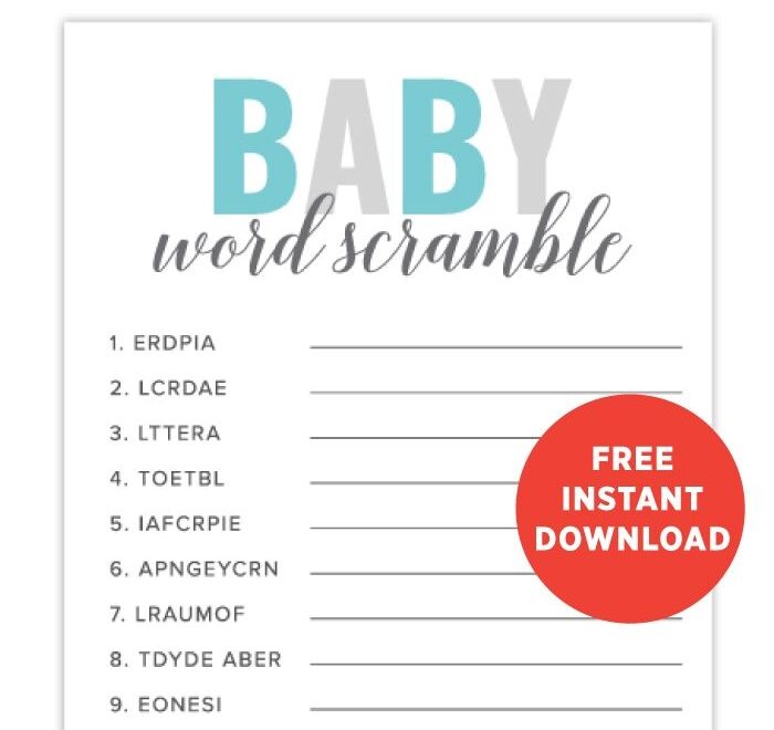 Free Printable Baby Shower Games Baby Shower Word Scramble