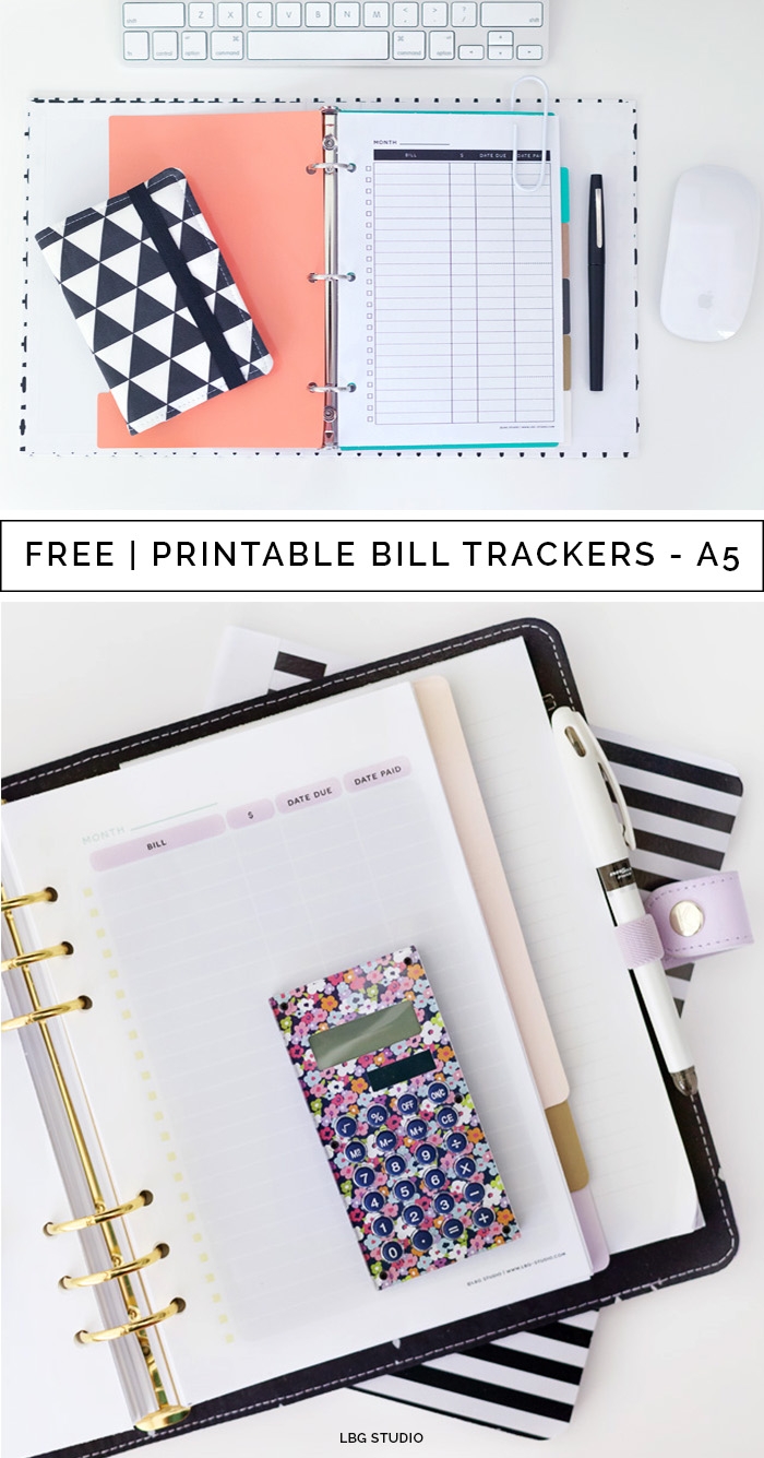Bill Tracker Printable A5 Free