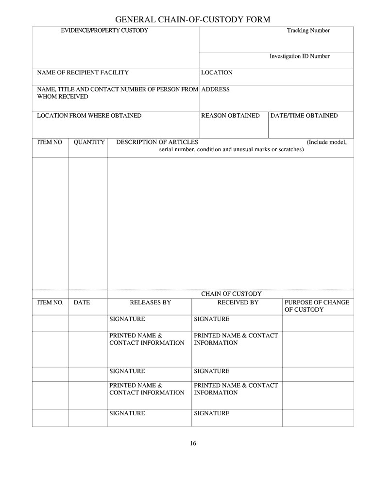 Free Printable Chain Of Custody Form Fill Out Sign Online DocHub