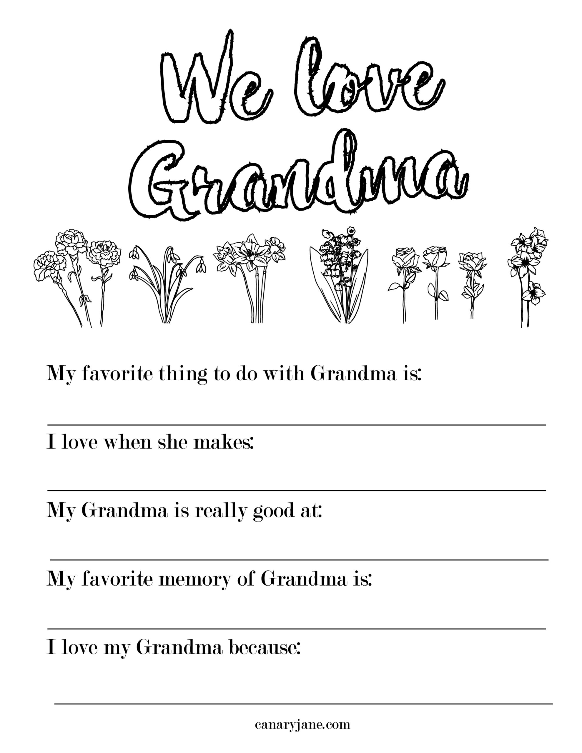 Free Printable Coloring Pages For Mothers Day And Grandma Canary Jane