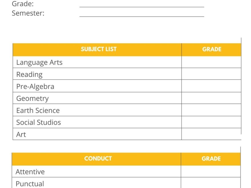 Free Printable Customizable Report Card Templates Canva