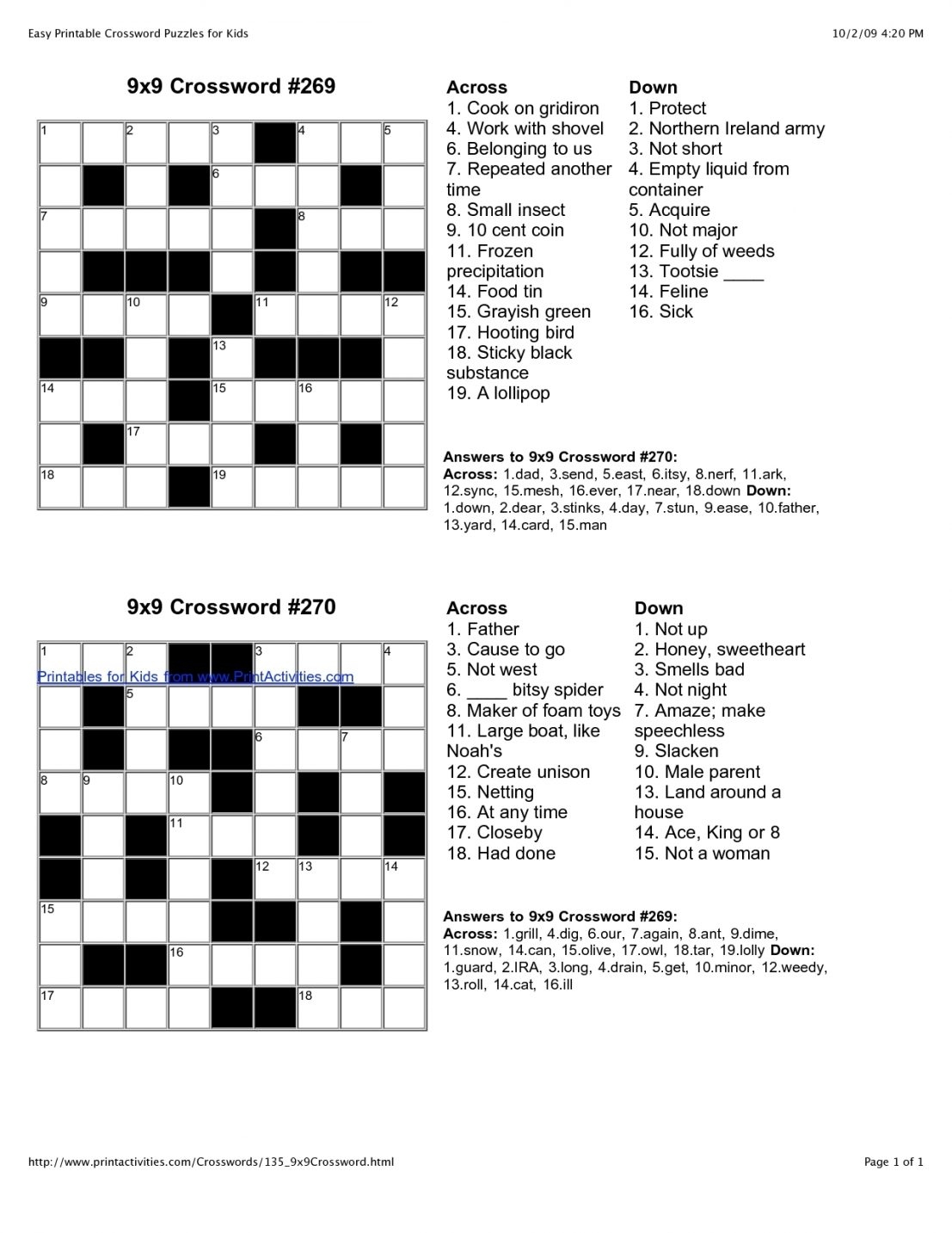Free Daily Crossword Puzzles Printable