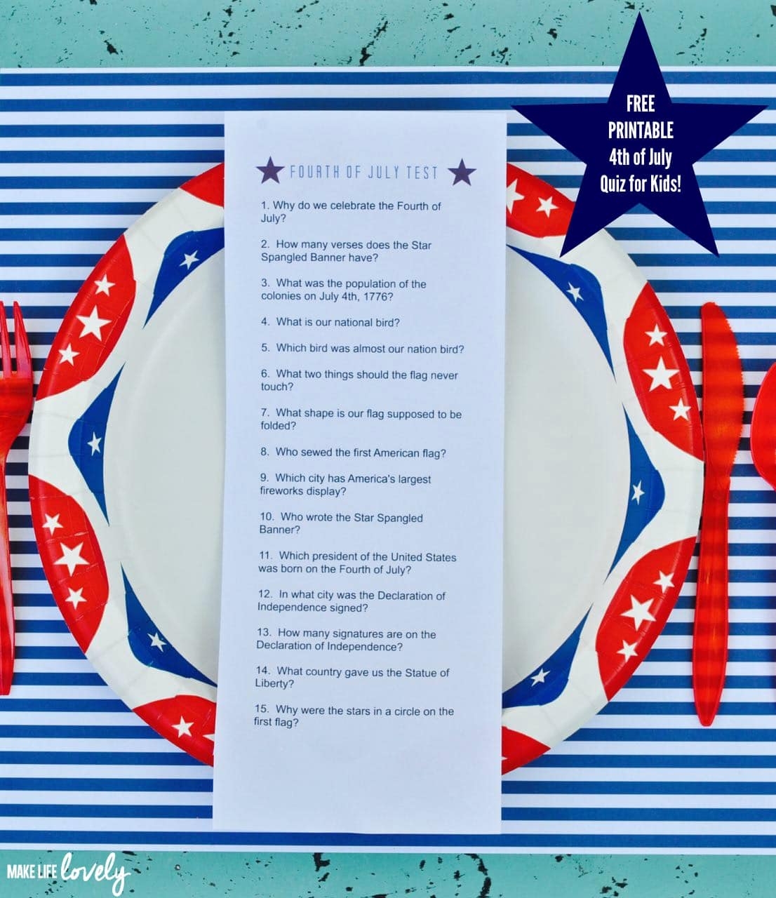 FREE Printable Fourth Of July Trivia Kids Adults 