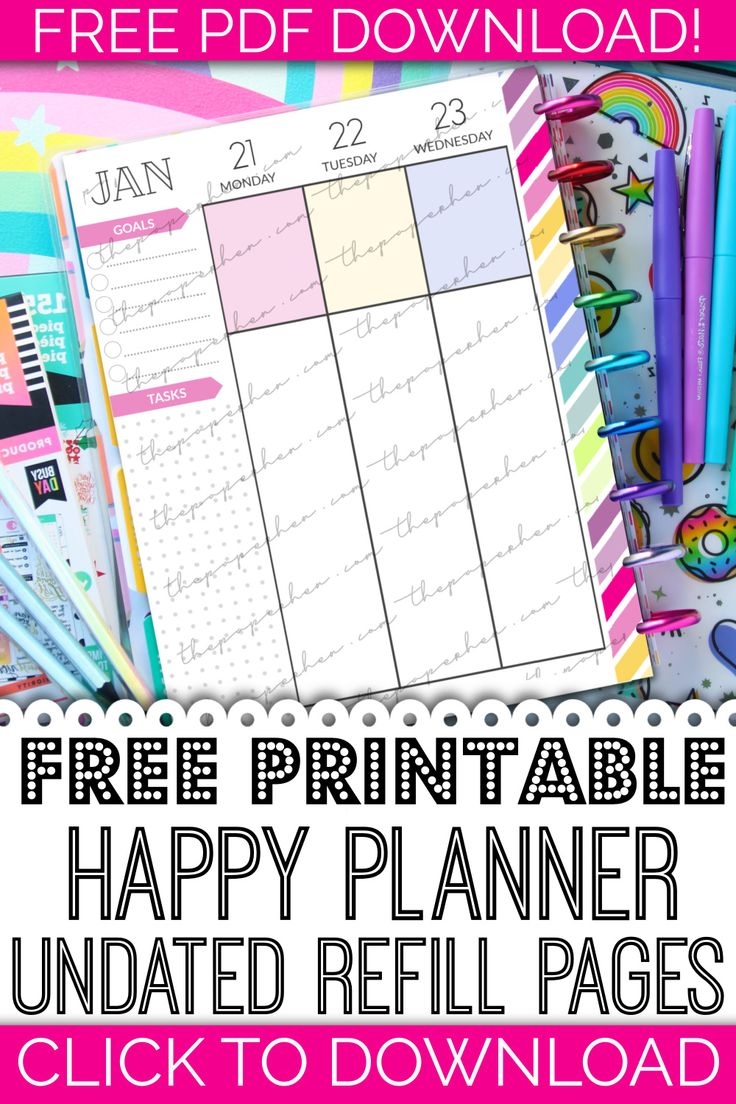 FREE Printable Happy Planner Pages Inserts Refills For Classic Size Vertical Layout
