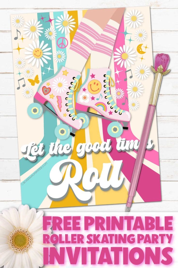 FREE Printable Roller Skating Party Invitations Editable PDF Download