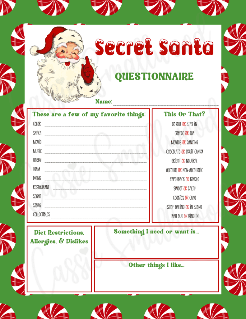 Free Printable Secret Santa Cards