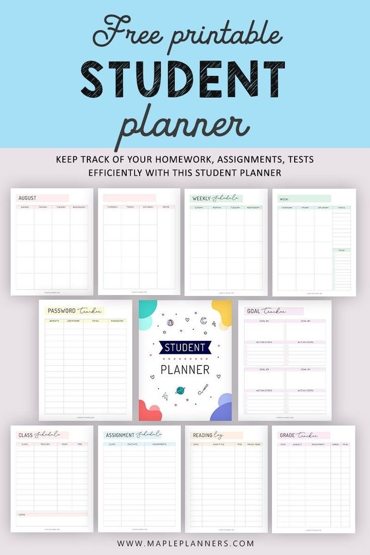 Student Planner Template Free Printable