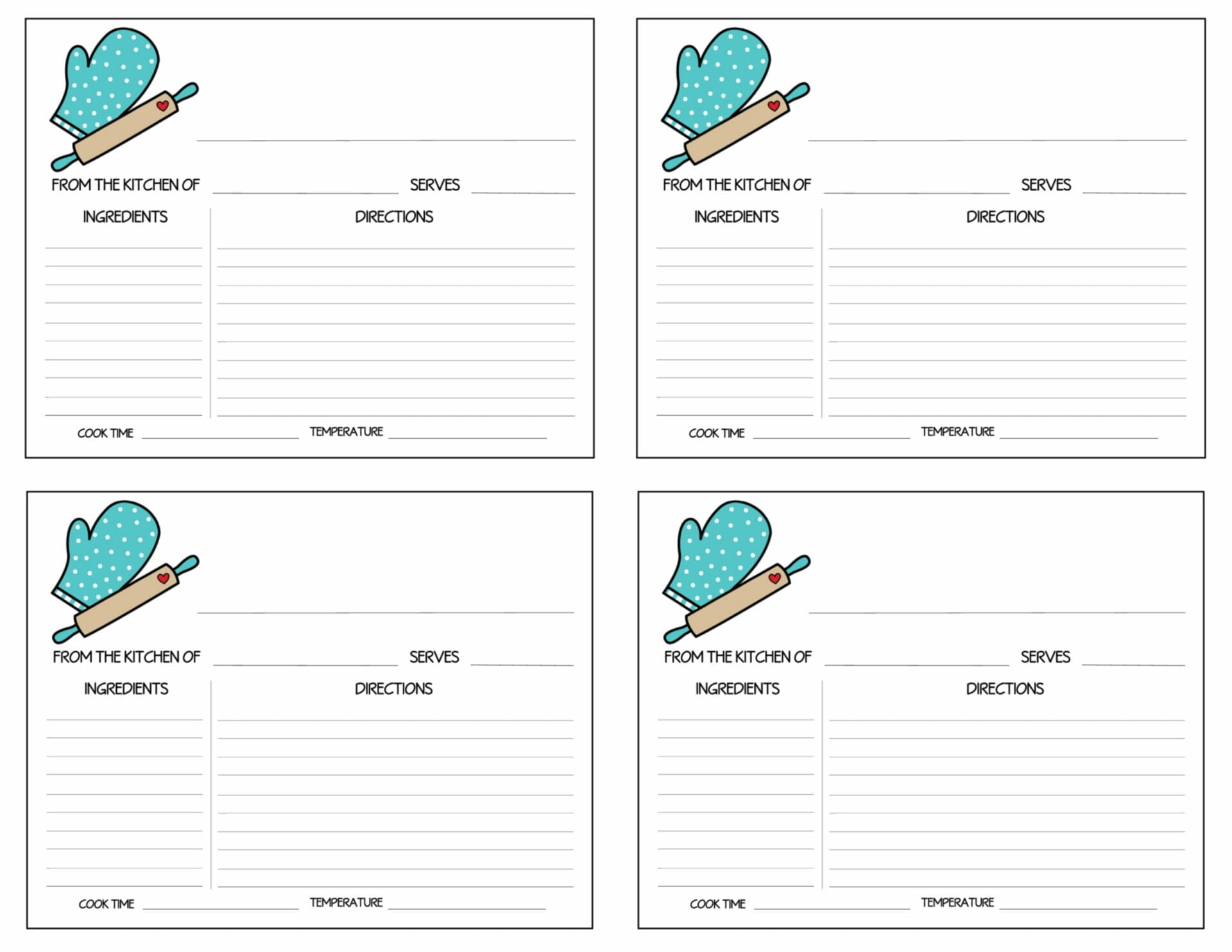 Free Recipe Card Printables Simply Love Printable