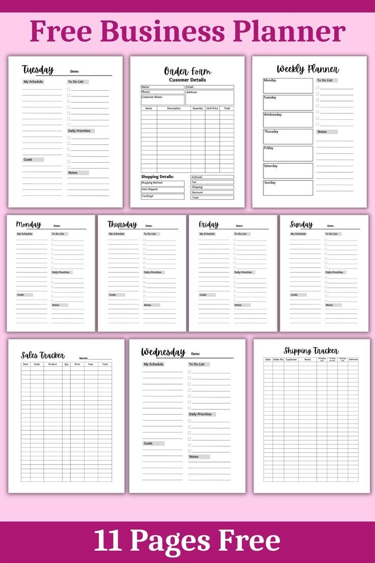 Free Small Business Planner Template Free Printable Home Worksheets Library