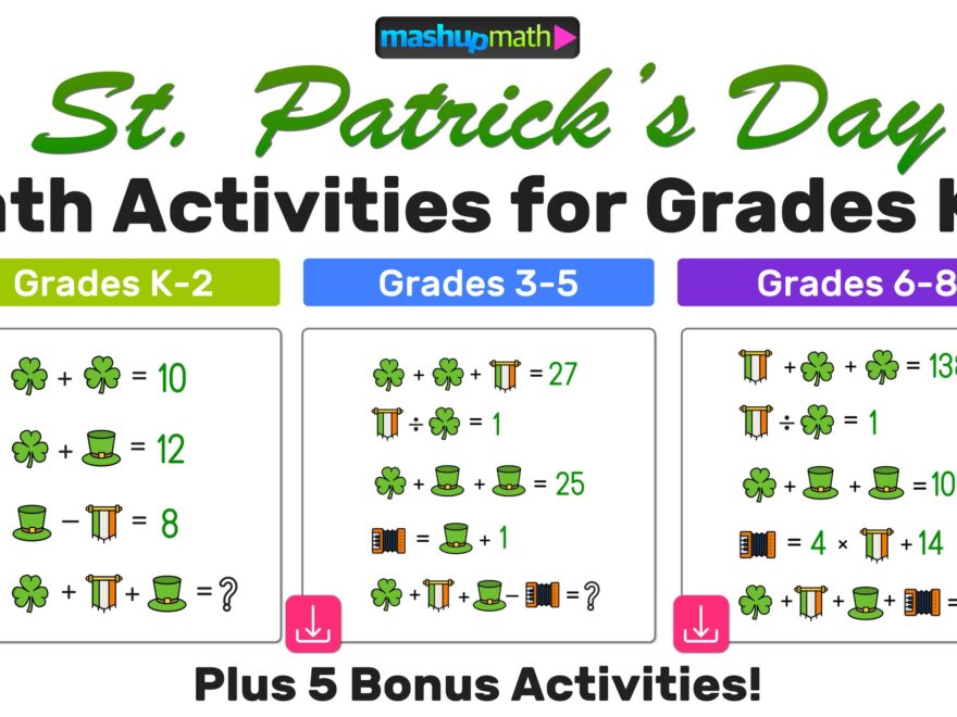 Free St Patrick s Day Math Activities For Grades K 8 Mashup Math