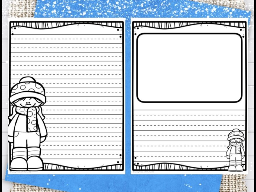 Free Winter Writing Paper Literacy Stations