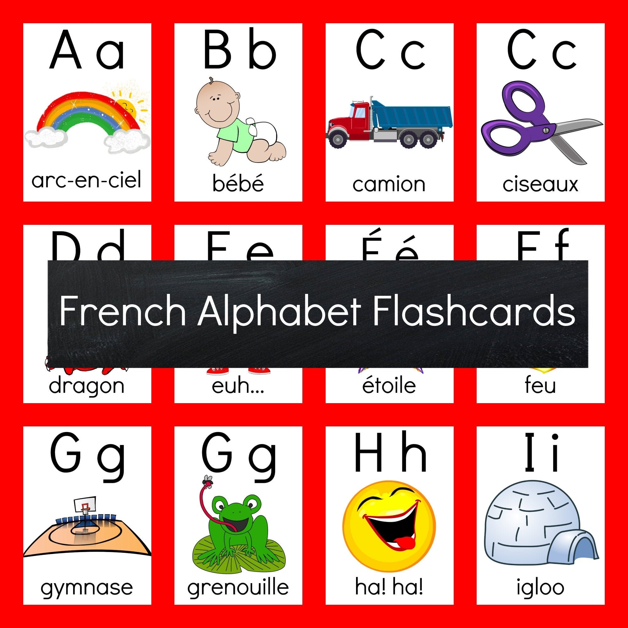 French Alphabet Flashcards Printable Instant Download Preschool Kindergarten Learning Homeschool Teaching Resources Fran ais Cartes clair Etsy