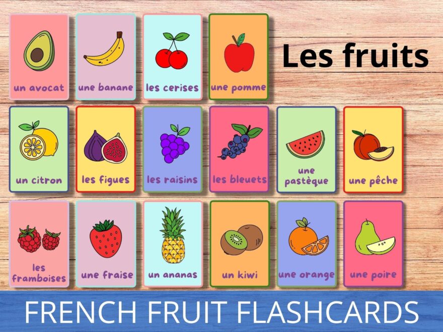 FRENCH FRUIT PRINTABLE Flashcards Basic French Vocabulary France Classroom Resource Word Cards Learning French Homeschool Kids Etsy Canada