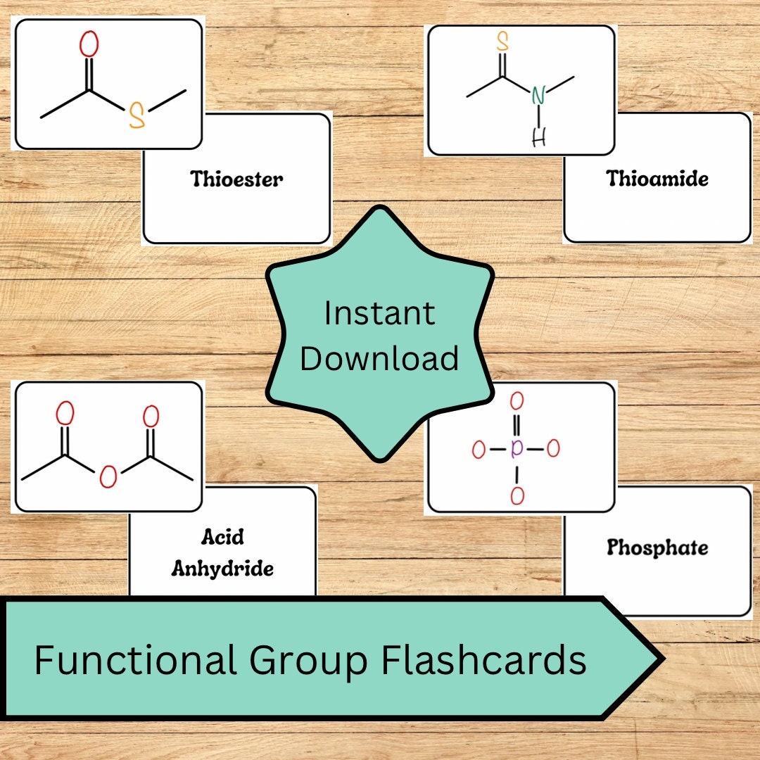 Functional Group Flashcards Printable Educational Tool For Organic Chemistry Students Etsy