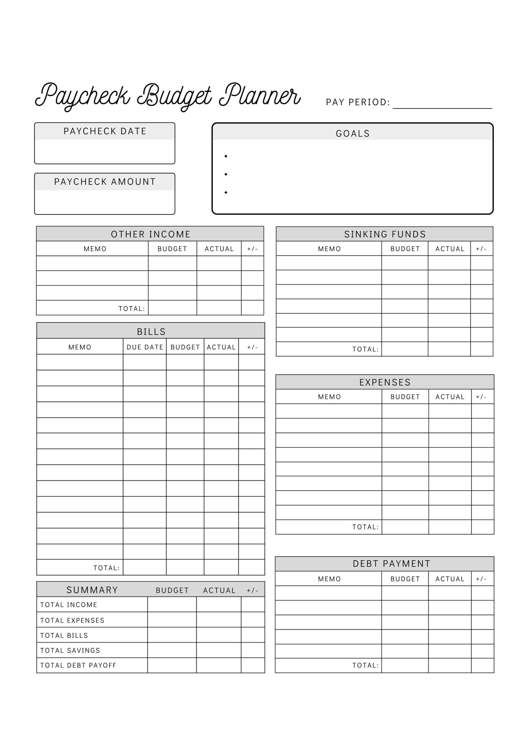 Gehaltsscheck Budget Planner Printable Budget By Paycheck Arbeitsblatt Zweiw chentliche Pers nliche Budget Vorlage Sofort Download Etsy de