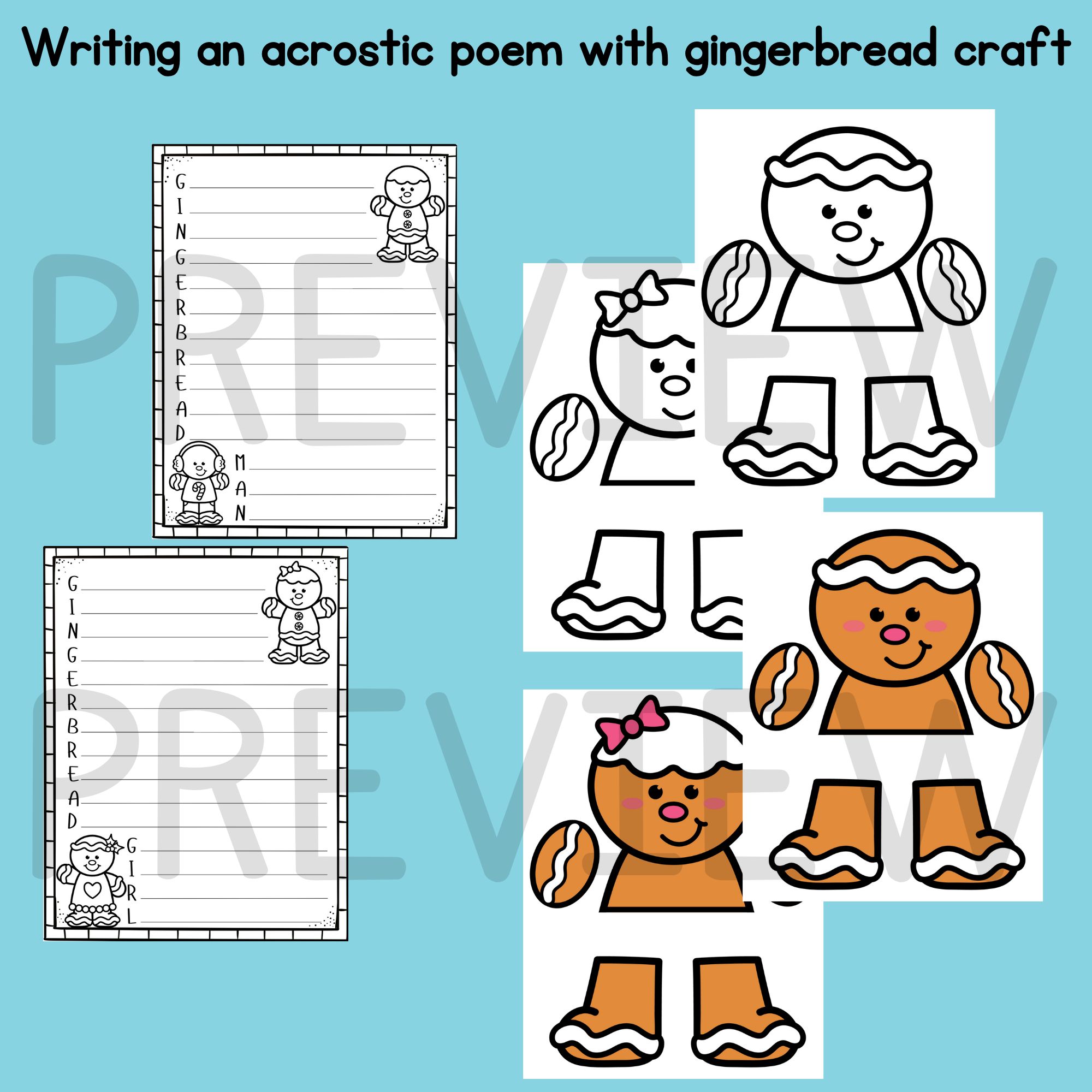 Gingerbread Man And Girl Writing Activities Writing Prompts Templates Craft Made By Teachers