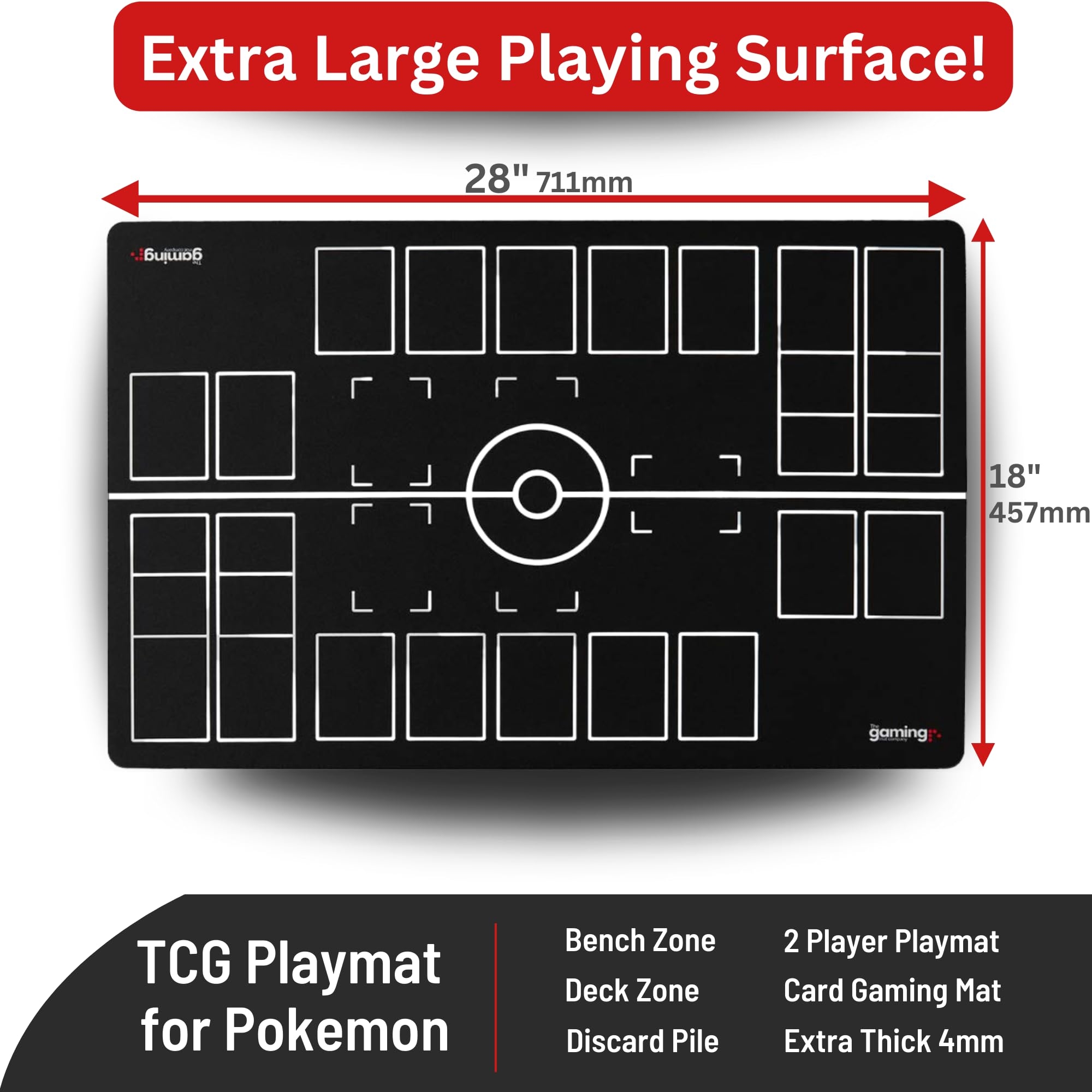 GMC Classic 2 Player Black White Gaming Mat Compatible For Pokemon Trading Card Game Stadium Board Playmat For Compatible Pokemon Trainers Waterproof Card Gaming Mat Amazon sg Toys