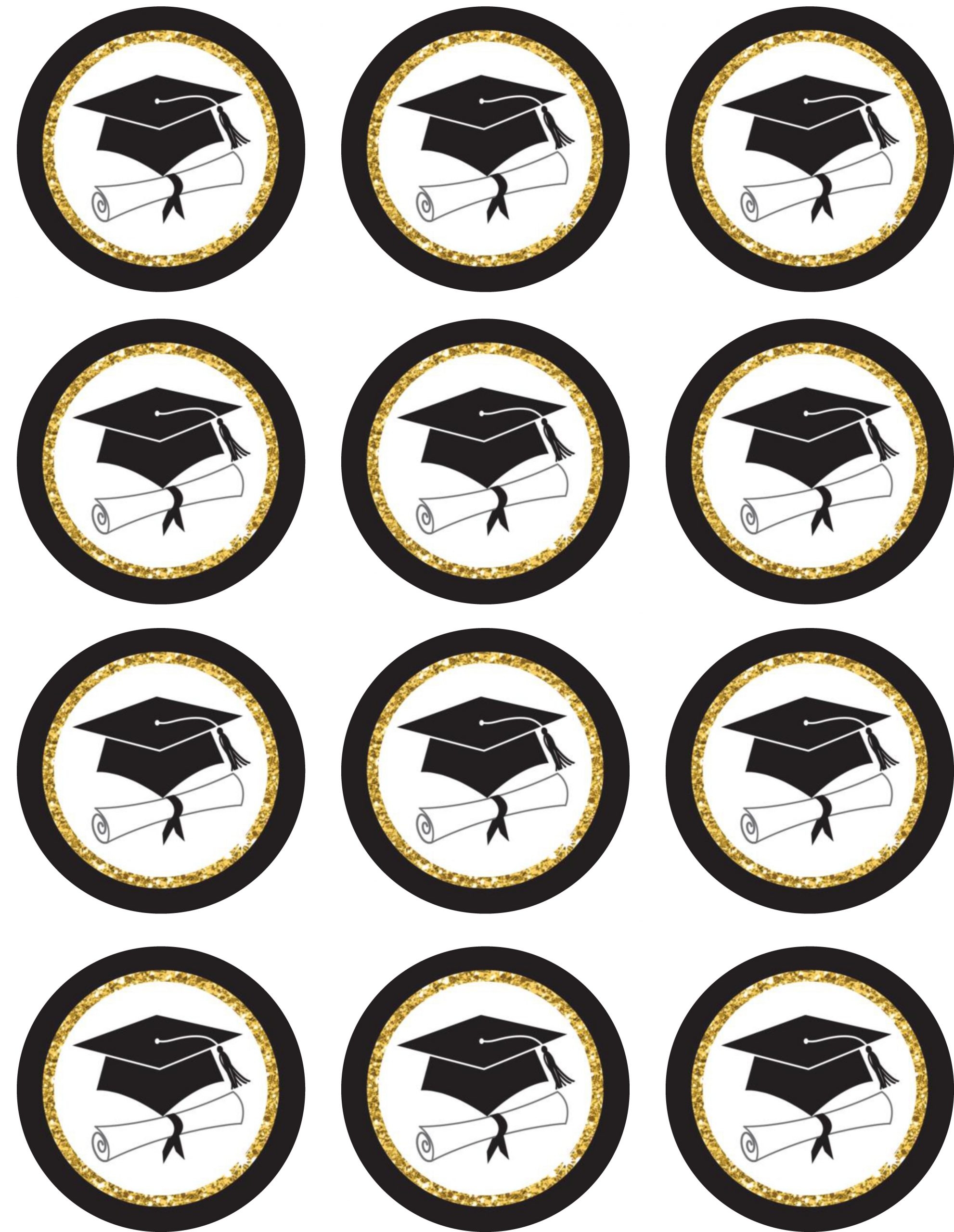 Graduation Grad Cap With Gold Cupcake Toppers Shore Cake Supply