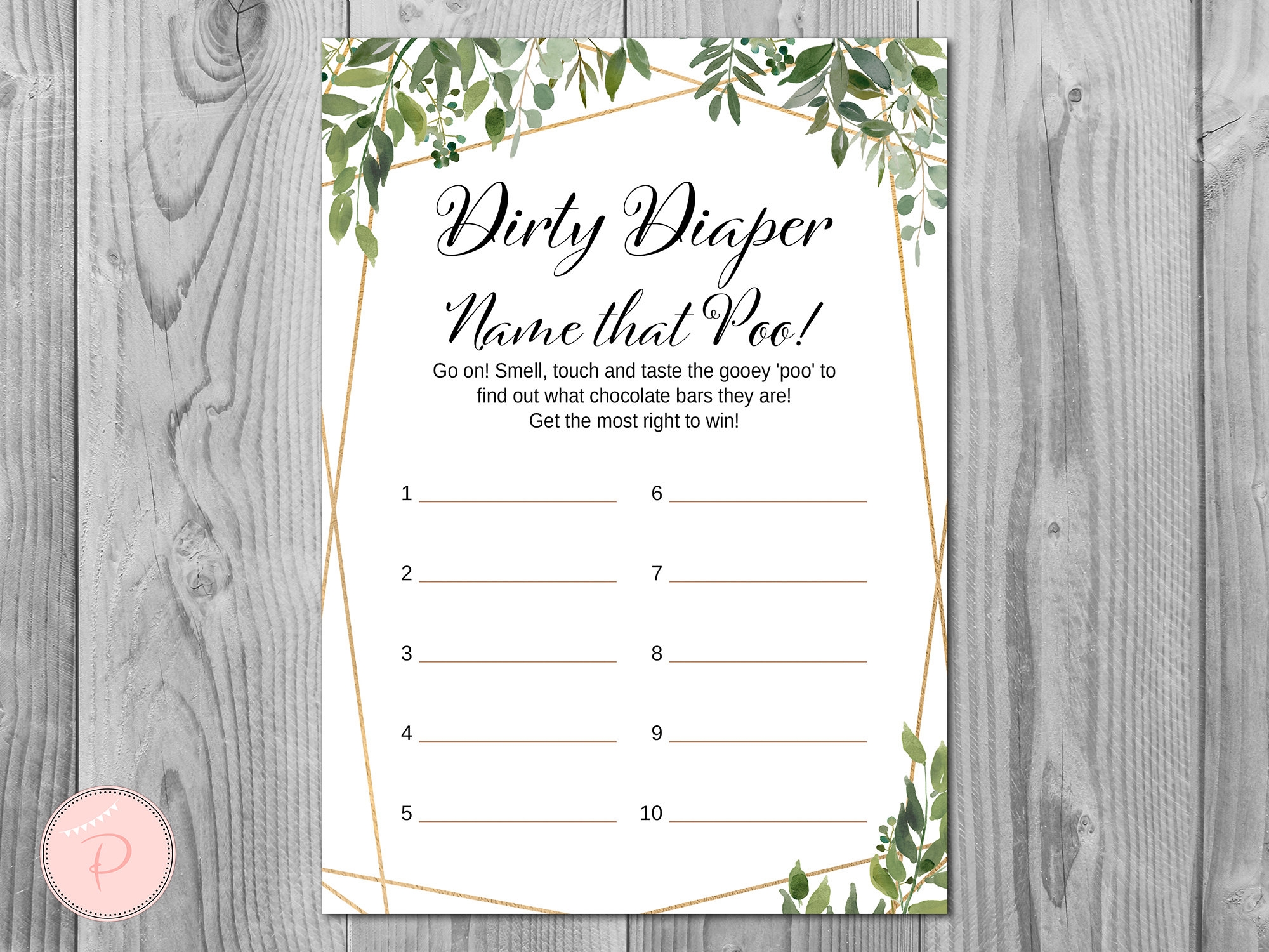 Greenery Dirty Diaper Game Dirty Diaper Guess The Sweet Mess Baby Shower Games Digital Downloads Printable Instant TH93 BABY Etsy