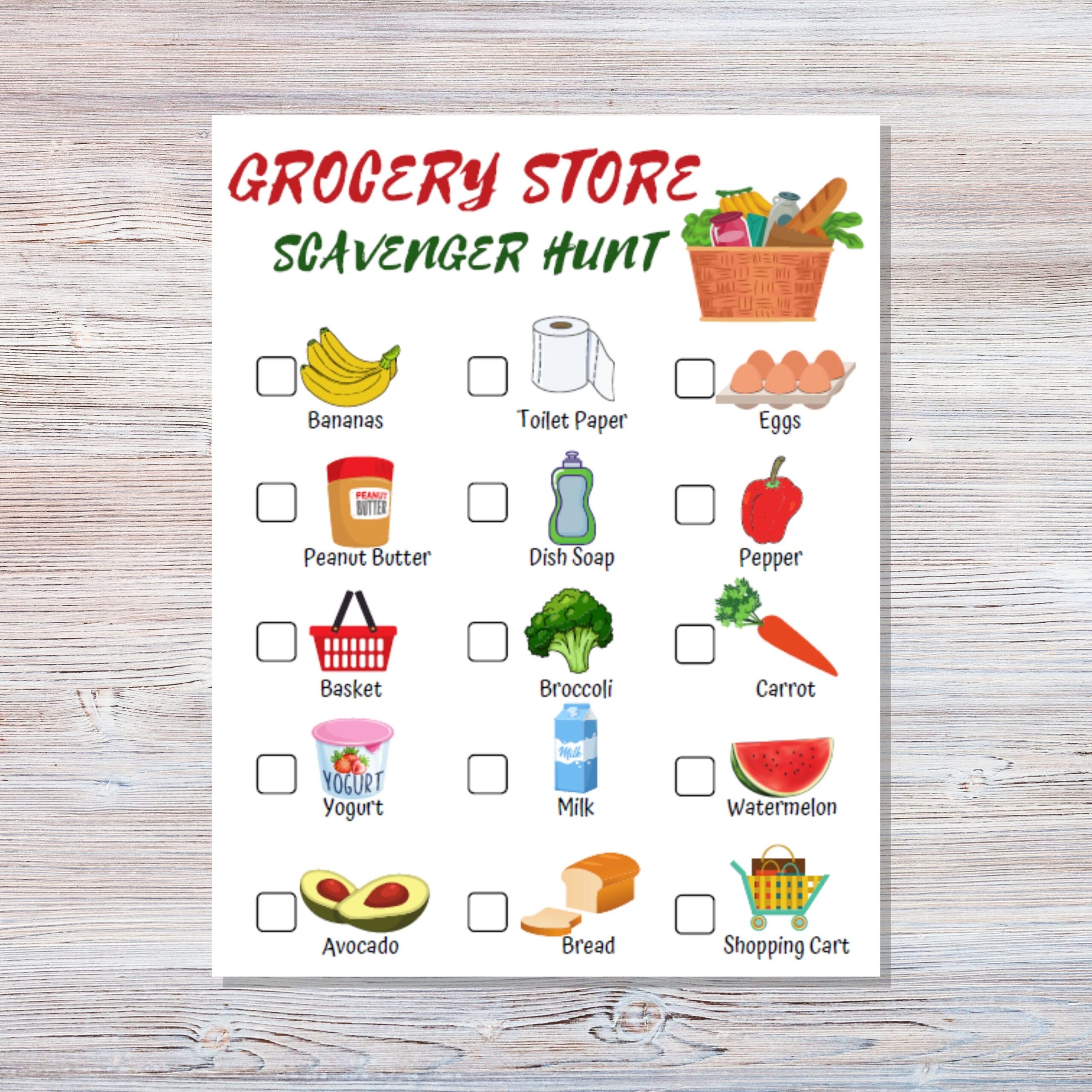 Grocery Store Scavenger Hunt Printable Outdoors Scavenger Hunt Games For Kids Summer Activities Printable Activities For Kids Etsy UK