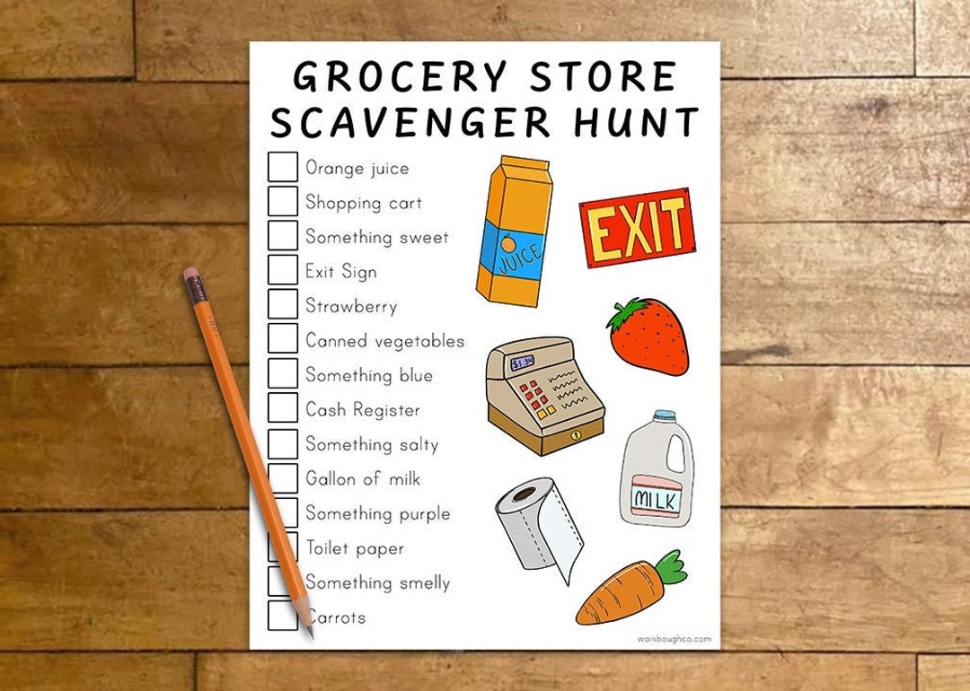 Grocery Store Scavenger Hunt Printable
